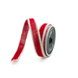 Farrisilk Frosty Burlap Wired Ribbon in Red and White — 1 Inch Christmas Accent Ribbon-RK374-02 Farrisilk