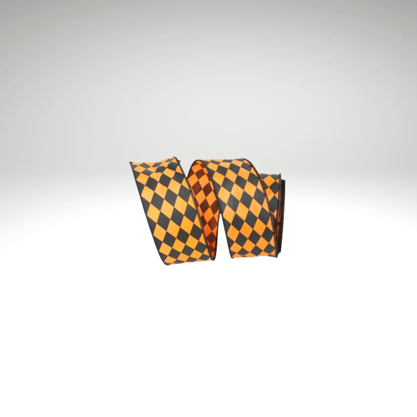 Elegant 2.5" x 10yd Farrisilk Wired Ribbon with Halloween Diamonds - Orange & Black Pattern-RA771-52 Farrisilk