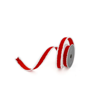 Premium Farrisilk Red & White Velvet Santa Trim Wired Ribbon - 1" x 10yd Roll-RA797-02 Farrisilk