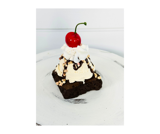 Deliciously Tempting: 4" Faux Brownie a la Mode Tiered Tray Prop
