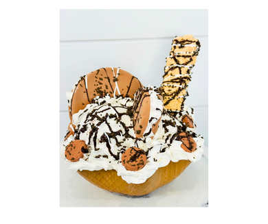 Sweet Delights: Faux Ice Cream Waffle Bowl with Cookie Accents