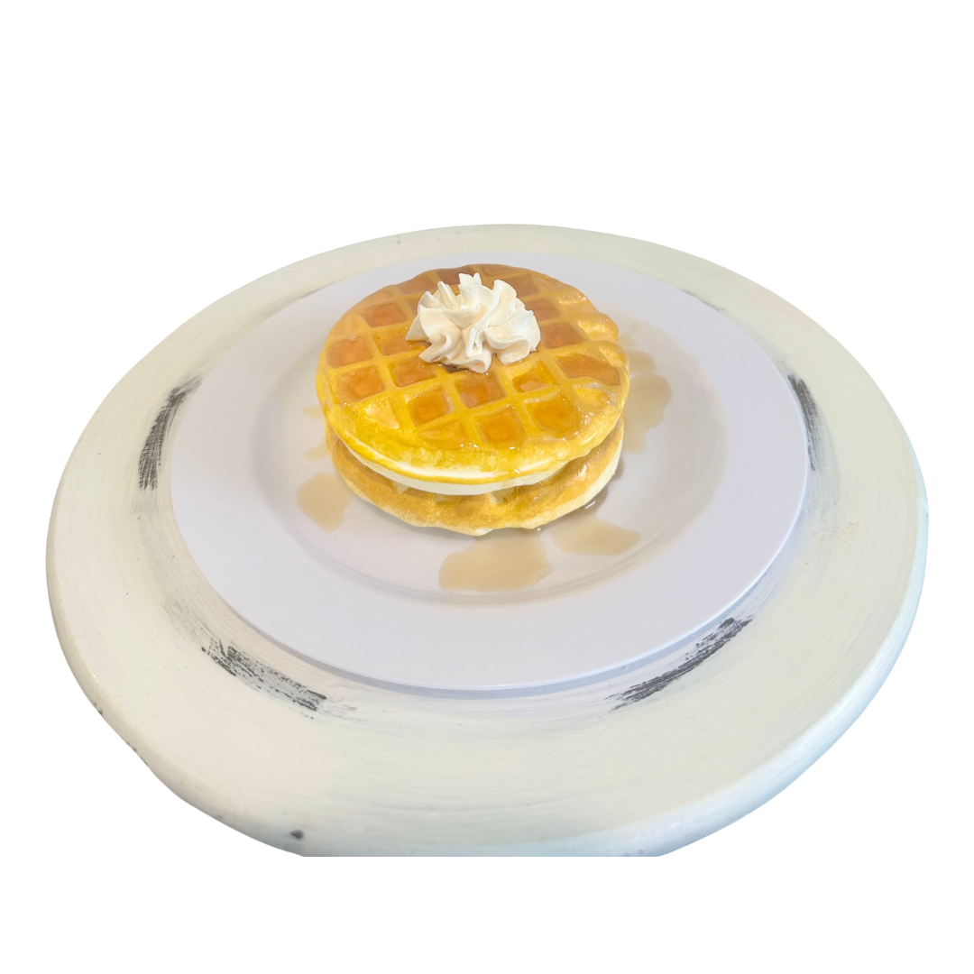 Fake Waffle Plate Display - Decorative Food Prop with Faux Syrup & Cream, Ideal for Photoshoots and Home Decor TCT Crafts