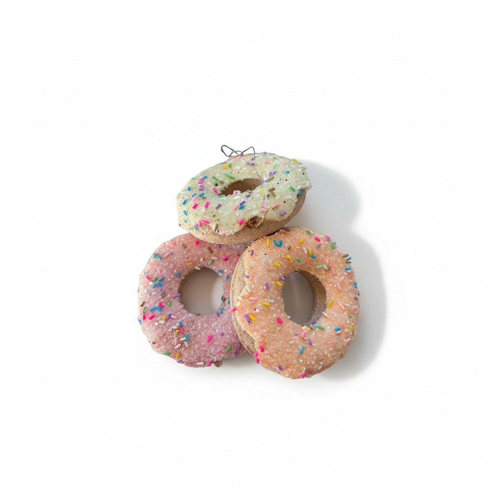 Set of 3 Faux Donut Ornaments with Sprinkles for Christmas Tree Decor-104458 Direct Export