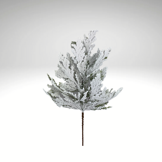 24" Flocked Cedar Spray | Artificial Snowy Cedar Christmas Greenery-85336SP24 Liberty Floral