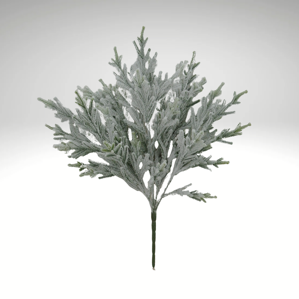 20" Snowy Pine Bush – Flocked Plastic Greenery Stem for Winter Arrangements Golden Bell