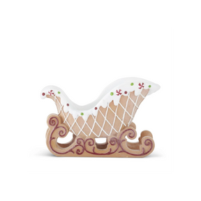 Frosted Gingerbread Sleigh | Resin Christmas Candy Tabletop Decor | 14"-55457B K & K Interiors