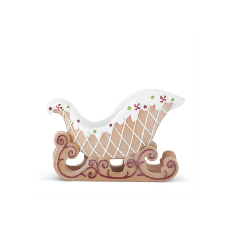 Frosted Gingerbread Sleigh | Resin Christmas Candy Tabletop Decor | 14"-55457B K & K Interiors