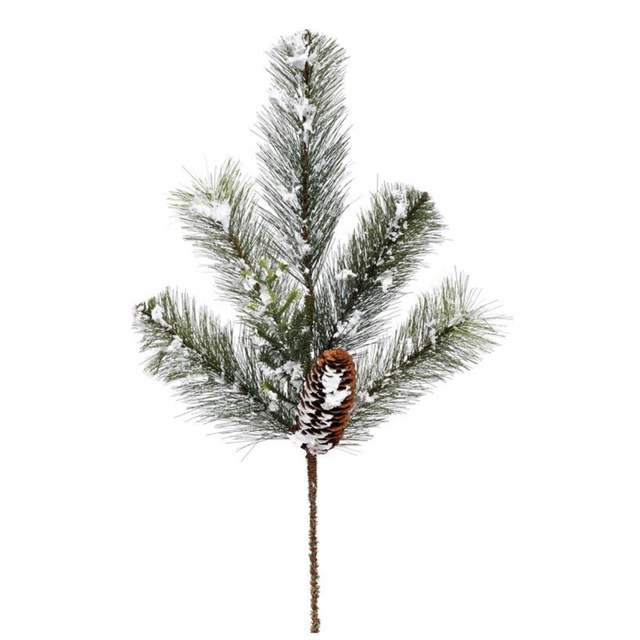 Frosted Pine Pinecone Pick | Snowy Woodlands Christmas Stem | 20" Pick-X2393-GW Select Artificials