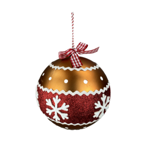 6" Shatterproof Gingerbread-Themed Ornament with Snowflakes | Christmas Tree Decor - 85971RDWT