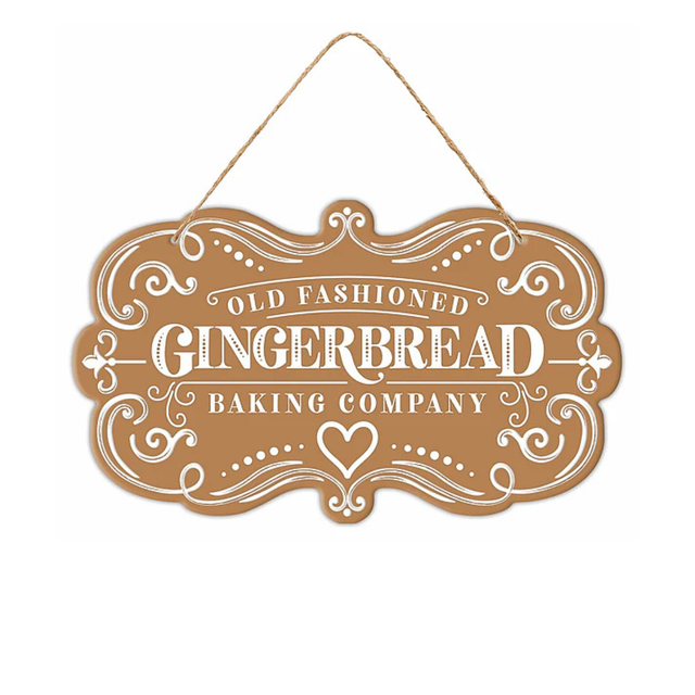 Gingerbread Baking Company Sign | Embossed Tin Christmas Decor | 11.5" Sign-MD1789E3 Craig Bachman
