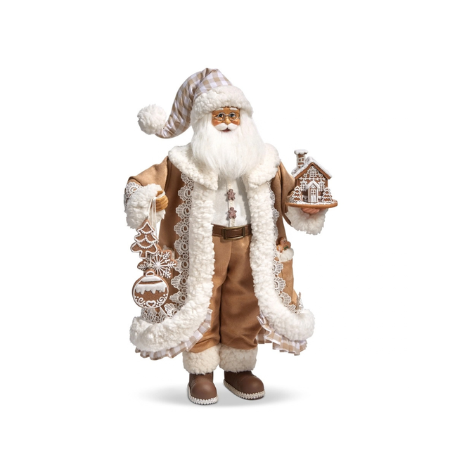 RAZ Imports 18" Gingham Gingerbread Santa Figurine-4415585 RAZ Imports