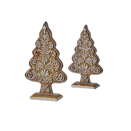 Gingerbread Tree Set of 2 – Resin Christmas Kitchen & Mantel Decor-MTX75523 Regency