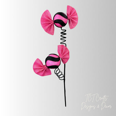 Pink and Black Glitter Candy Spray Pick — 23 Inch Pinkoween Wreath Supply-57365HTPK Liberty Floral
