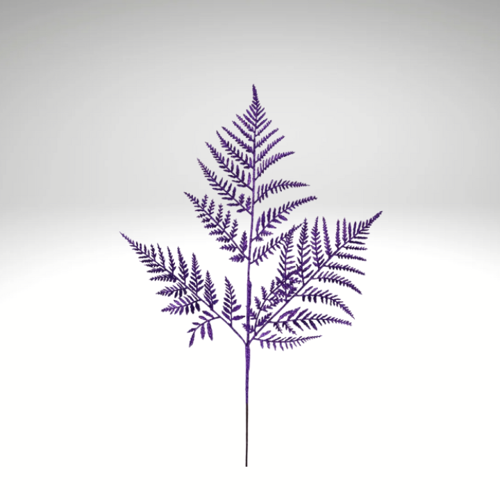 18.5" Purple Glitter Fern Leaf Spray | Halloween Gothic Floral Stem-XS244161 Craig Bachman