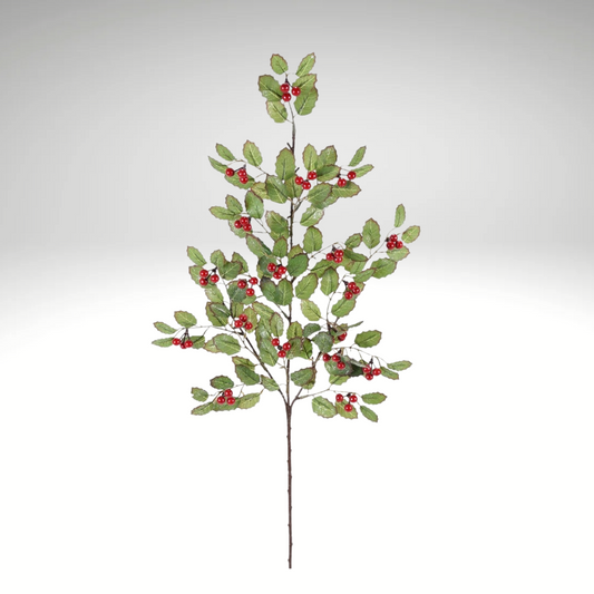 28" Artificial Glittered Holly Pick with Red Berries and Green Leaves -102548 Direct Export