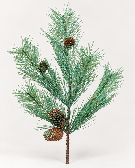 Metallic Glitter Pine Spray | Northwoods Pinecone Stem | 24" Spray-XX9483 Craig Bachman