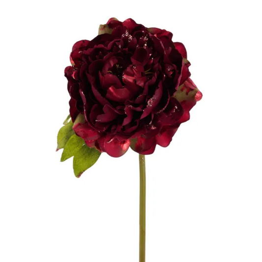Burgundy Glitter Peony Stem – 21” Artificial Flower for Holiday & Home Decor-XS867505 Craig Bachman