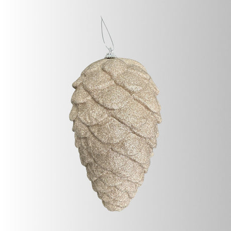 Taupe Glitter Pinecone Christmas Ornament — 9 Inch Champagne Shimmer Pinecone-86882TAUPE Liberty Floral