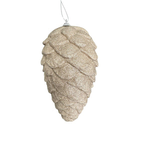 Taupe Glitter Pinecone Christmas Ornament — 9 Inch Champagne Shimmer Pinecone-86882TAUPE Liberty Floral