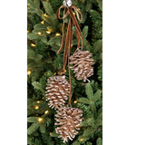 Glittered Pinecone Trio Cluster | Champagne/Taupe Ornament with Bell | 19" Cluster Impressive Enterprises, Inc.