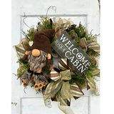 Rustic Gnome Cabin Welcome Wreath, 27x23 Handmade Gnome Door Decor, Rustic Cabin Door Decor, Woodland Wreath by TCT Crafts TCT Crafts