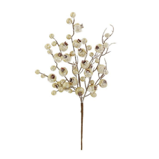 15'' Frosty Metallic Crabapple Pick - Gold Holiday Floral Accent -XS534-GO Select Artificials