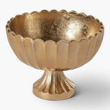 Gold Scalloped Metal Compote Bowl for Floral Arrangements and Weddings-73350-00 Pioneer Imports