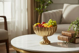 Gold Scalloped Metal Compote Bowl for Floral Arrangements and Weddings-73350-00 Pioneer Imports