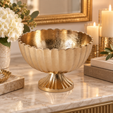 Gold Scallop Metal Compote 8.5"-73351-00 Pioneer Imports