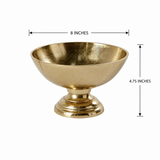 Gold Metal Compote Bowl — 8 Inch Polished Gold Pedestal Floral Container-72809-00 Pioneer Imports