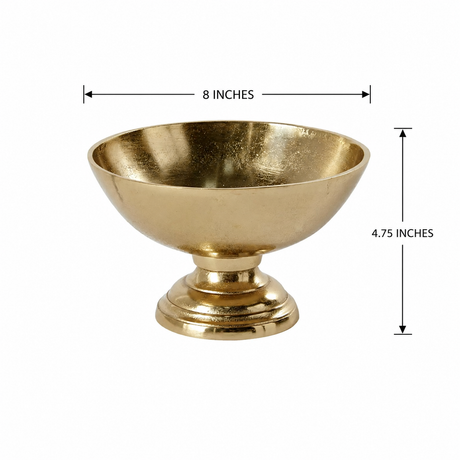 Gold Metal Compote Bowl — 8 Inch Polished Gold Pedestal Floral Container-72809-00 Pioneer Imports