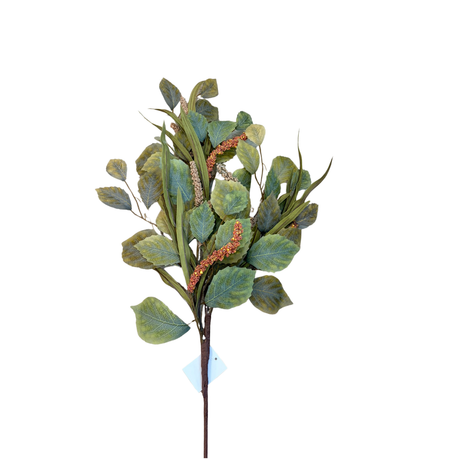 Green Birch Leaf Stem with Eva Leaves and Berry Spikes — 34 Inch Woodland Greenery Supply-42065A K & K Interiors