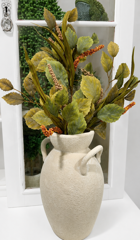 Green Birch Leaf Stem with Eva Leaves and Berry Spikes — 34 Inch Woodland Greenery Supply-42065A K & K Interiors