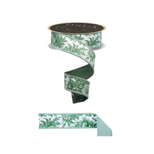 Chinoiserie Sage Green Double-Sided Wired Ribbon 1.5"x10yd-LX3125278 Craig Bachman