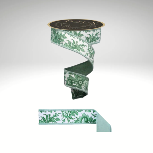 Chinoiserie Sage Green Double-Sided Wired Ribbon 1.5"x10yd-LX3125278 Craig Bachman