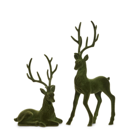 RAZ Imports Green Flocked Deer Set of 2-4540864 RAZ Imports