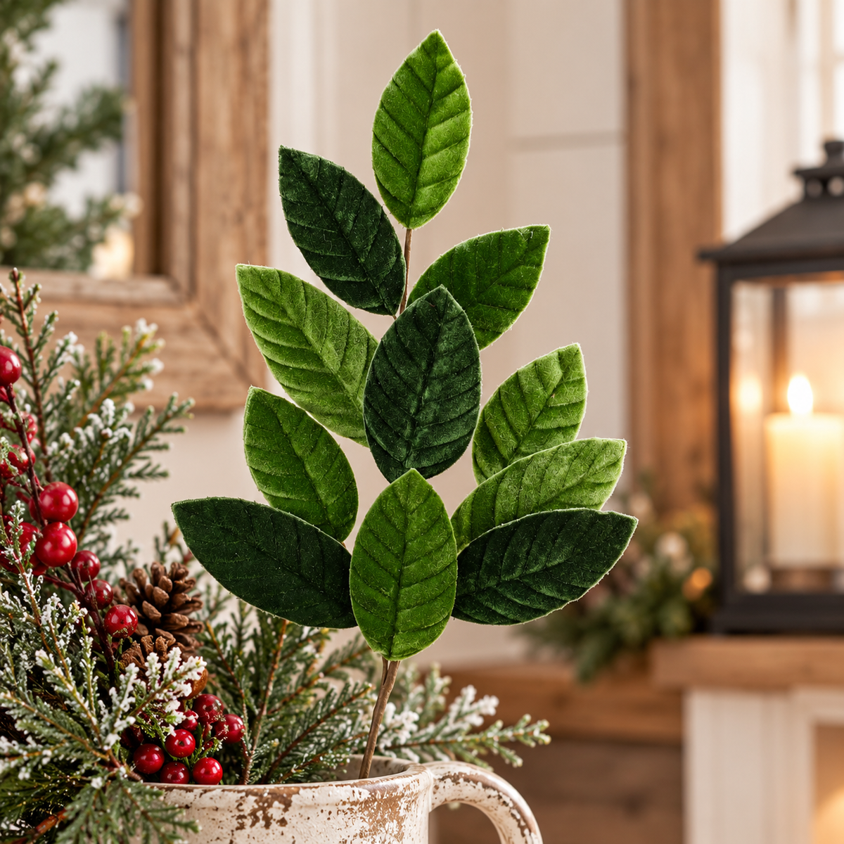 Green Velvet Magnolia Leaf Spray 25"-84602SP25 Liberty Floral