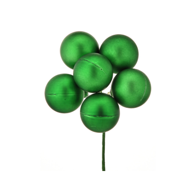 Matte Stemball Holiday Ornament Cluster | 60mm Bunch of 6 | Choose Green or Red -MTX31831 Regency