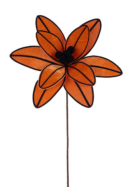10" Orange & Black Velvet Poinsettia Stem-HH764877 Craig Bachman