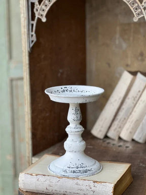 Distressed Cream Metal Candle Holder 7.25"-HM5052 Lancaster & Vintage