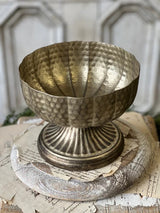 Mercuresque Metal Compote 6" - Textured Fluted Bowl-HM7888 Lancaster & Vintage