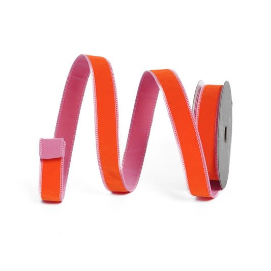 Farrisilk Orange Pink Wired Ribbon 1” x 10yd | Designer Ribbon-HR012-52 Farrisilk