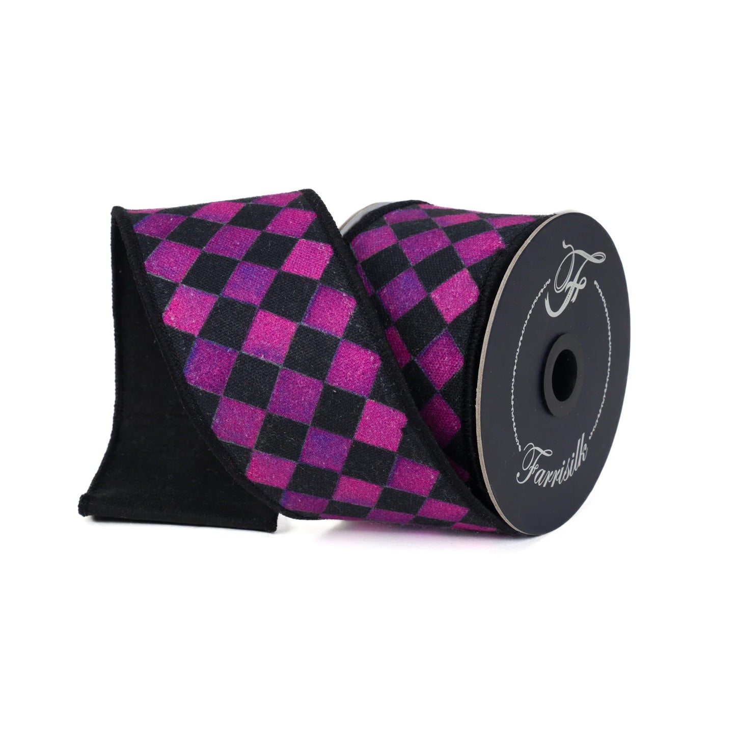 Farrisilk Purple Sketch Check Wired Ribbon 2.5 Inch 10 Yards-HR044-27 Farrisilk