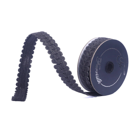 Farrisilk Black Wired Ribbon 1 Inch 5 Yards-HR067-92 Farrisilk