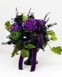 Elegant Halloween Floral Arrangement in Black Compote with Eyeball & Rose Accents – 14” TCT Crafts