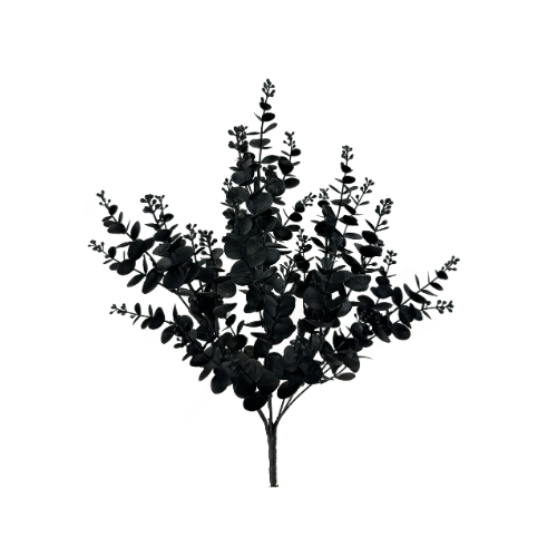 20" Black Eucalyptus Bush | Gothic Home & Holiday Decor | Faux Floral Accent I Halloween Floral Greenery - 57098BK