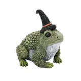 Resin Witch Frog Halloween Figurine — 6.5 Inch Spooky Cute Toad Tabletop Decor-TH02925 Transpac