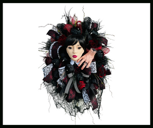Halloween Mannequin Head Front Door Wreath-Luxury Halloween Decor (TCT1631)
