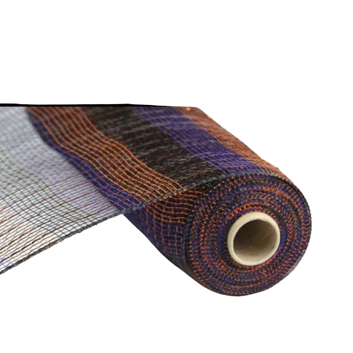 Halloween Stripe Deco Mesh 10 Inch x 10 Yard Black Orange Purple Foil Mesh-RE1380F2 Craig Bachman