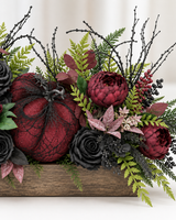 Gothic Glam Halloween Centerpiece | Burgundy and Black Rose Table Display TCT Crafts